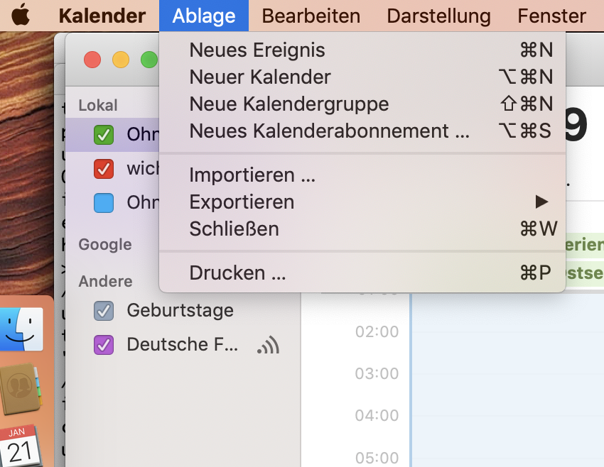 Neuen Kalender abonnieren