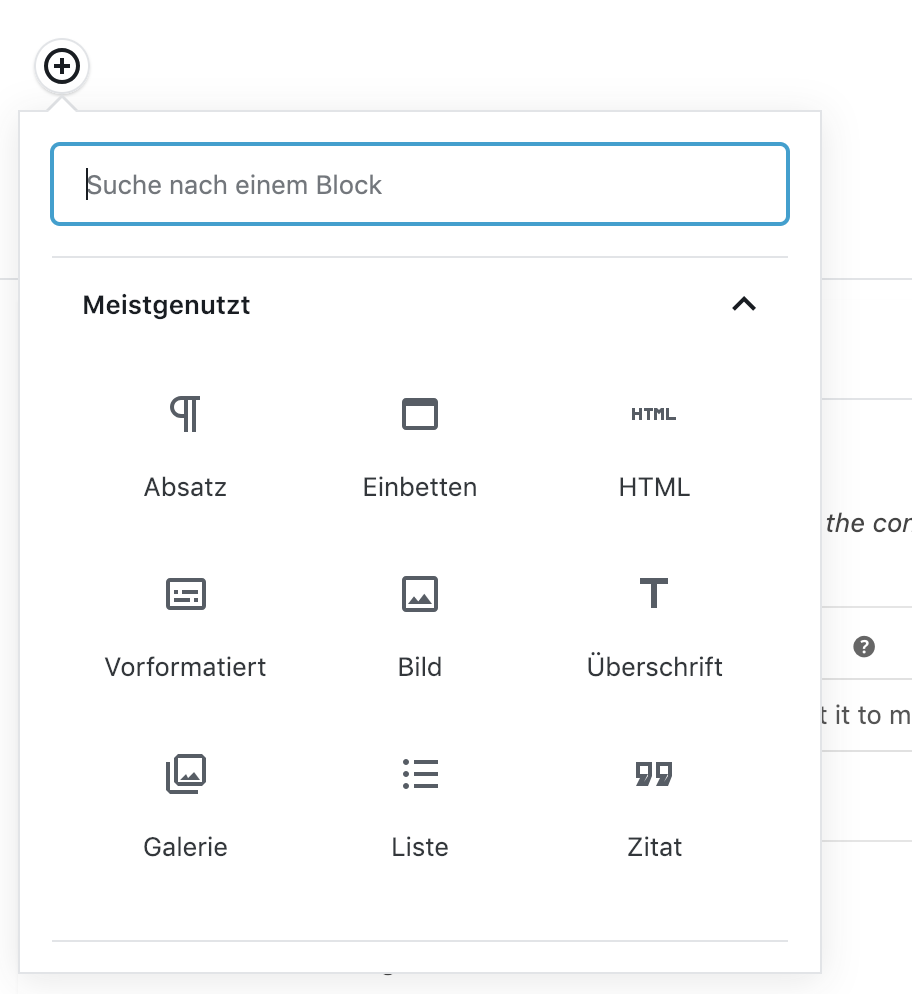 HTML Block auswählen 