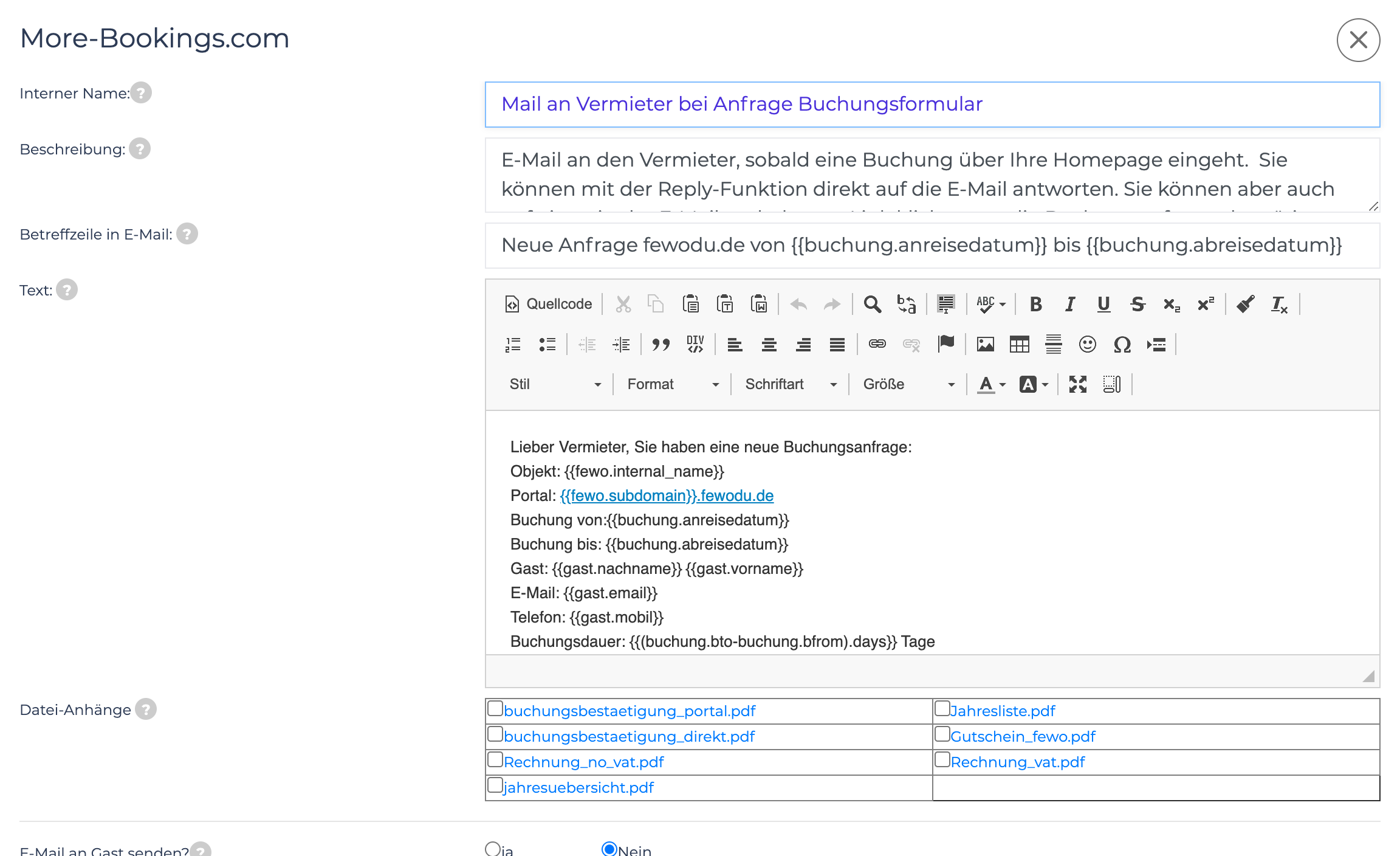 E-Mail-Vorlage anpassen 