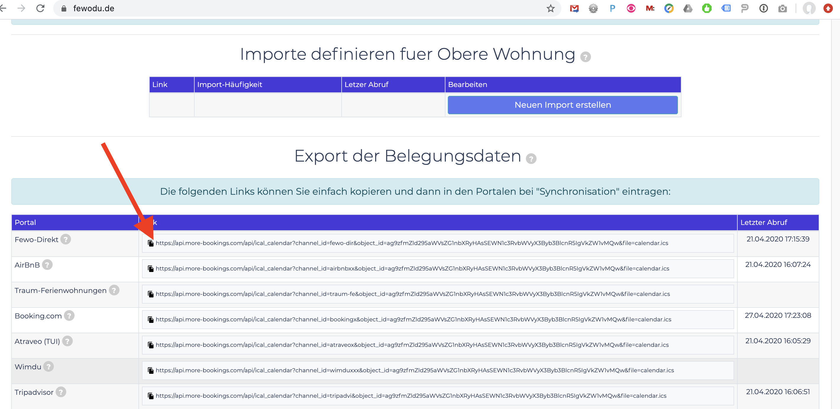 Exportlink Fewo-Direkt Exportlink Fewo-Direkt