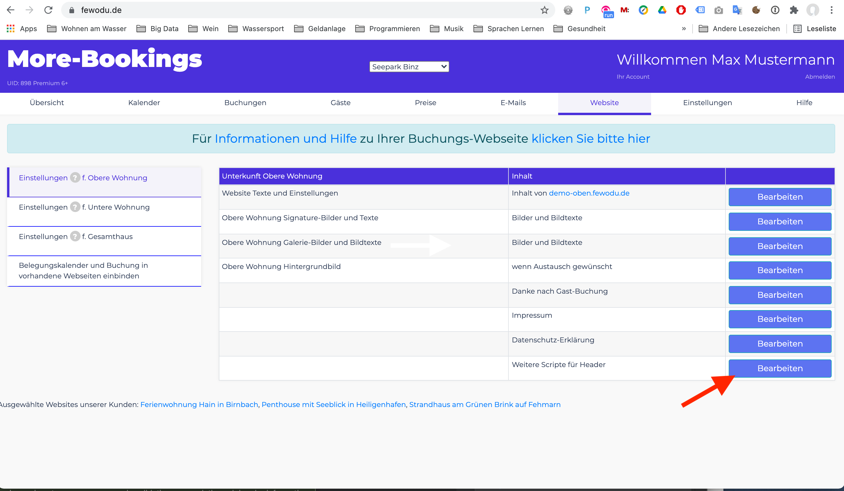 HTML Tags in Header einfügen 