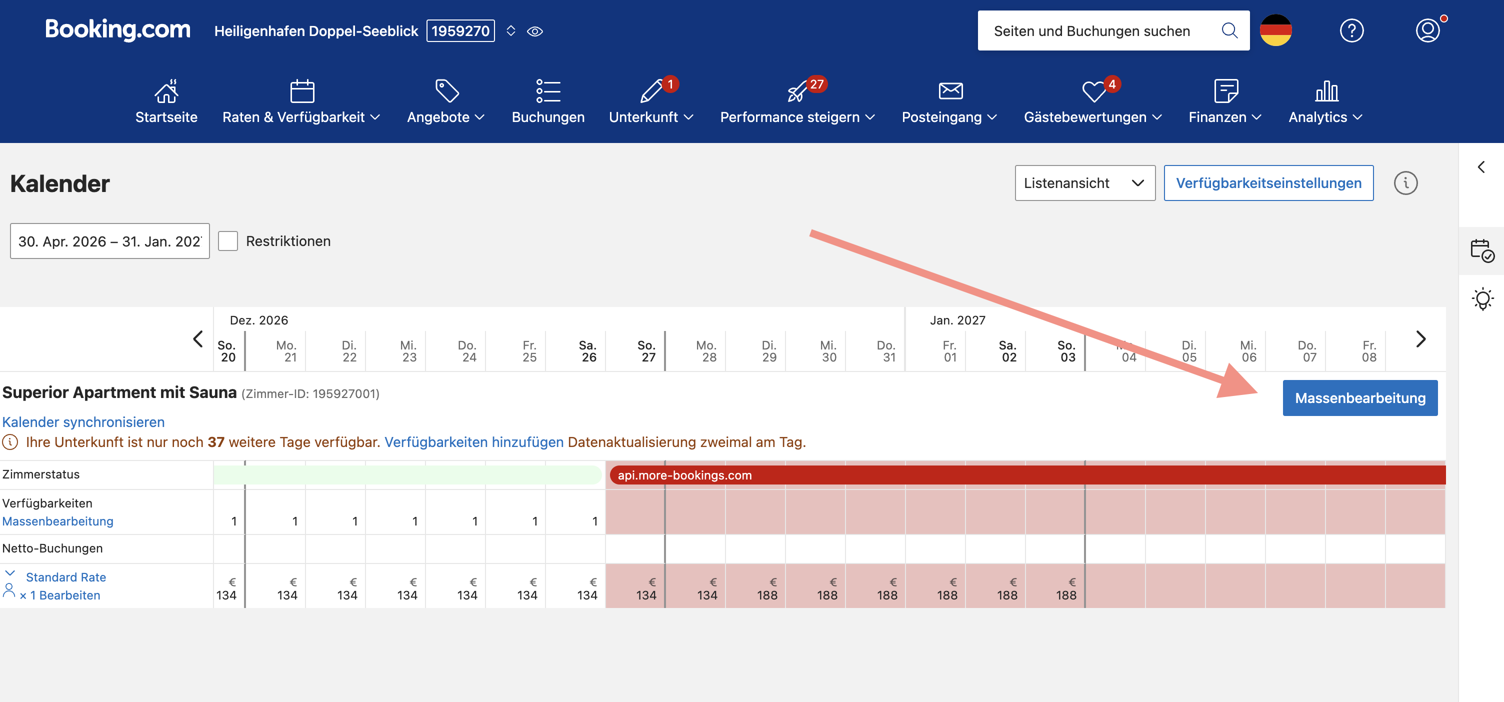 Massenbearbeitung in Booking.com 