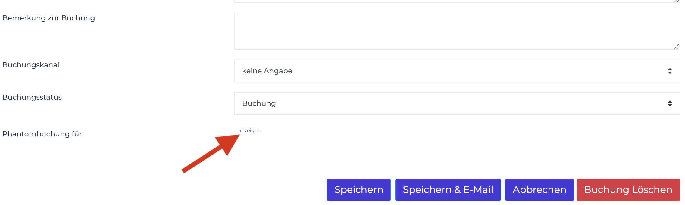 Phantombuchungen einrichten 
