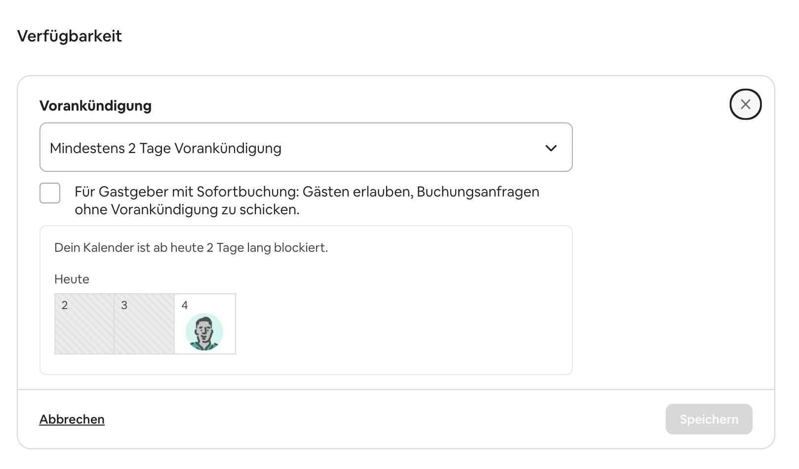 Vorausbuchungsfrist 